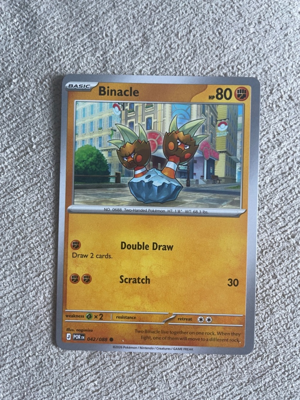 Binacle Pokémon card
